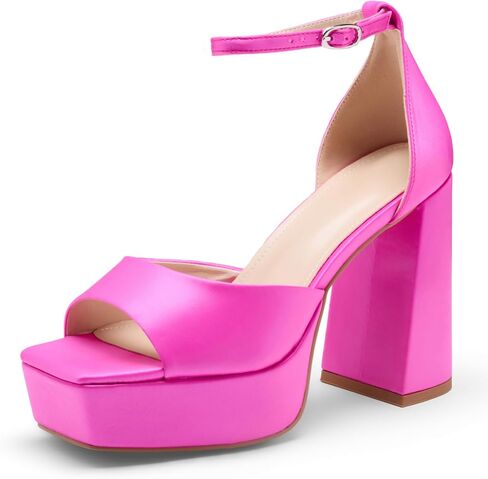 Women's Sandals Peep Toe:Chunky Heels Pumps Ankle Buckle Strap Platform Heels 4.7" High Heeled Evening Party Wedding Dress Shoes in Saudi Arabia