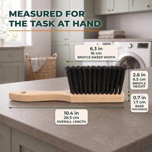 10.4" Hand Broom with Medium-Soft Bristles, Bench Brush for Sweeping Dust, Shop Brush with Wooden Handle for Indoor and Outdoor Furniture, Car Interiors, Versatile Cleaning in Kuwait