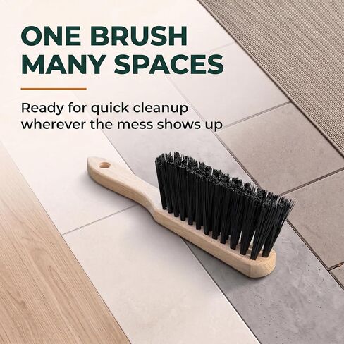 10.4" Hand Broom with Medium-Soft Bristles, Bench Brush for Sweeping Dust, Shop Brush with Wooden Handle for Indoor and Outdoor Furniture, Car Interiors, Versatile Cleaning in Kuwait