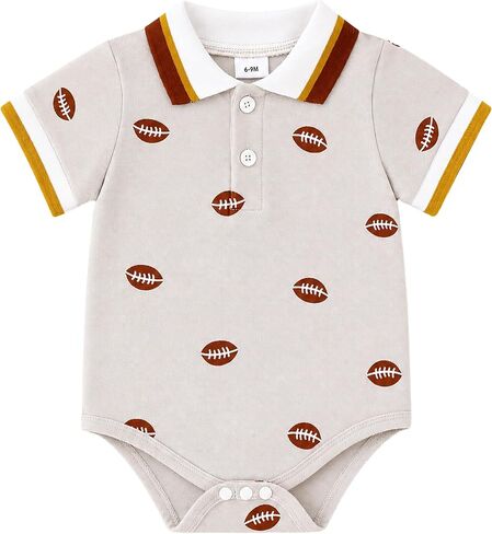 Chichoo Baby Boy Polo Bodysuit Little Gentleman Pique Cotton Romper 0-24M | Short-Sleeve One-Piece, Snap Bottom, Button Placket, Soft Stretch, Breathable, Everyday Wear, Game Day, Newborns & Infants in Saudi Arabia