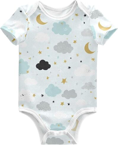 Baby Short Sleeve Bodysuit Pink Purple Constellation Star Sky Bodysuits Cotton Baby Suits for Boys Girls in Kuwait