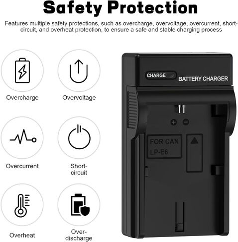Replacement LP-E6 Battery Charger Charging Compatible with Canon EOS R7, R6, R6 Mark II, R5, R, 90D, 80D, 70D, 60D, 7D, 6D Mark II, 5D Mark IV/III/II, 5DS, 5DS R Digital Camera in Saudi Arabia