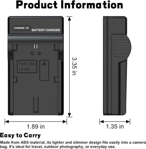 Replacement LP-E6 Battery Charger Charging Compatible with Canon EOS R7, R6, R6 Mark II, R5, R, 90D, 80D, 70D, 60D, 7D, 6D Mark II, 5D Mark IV/III/II, 5DS, 5DS R Digital Camera in Saudi Arabia