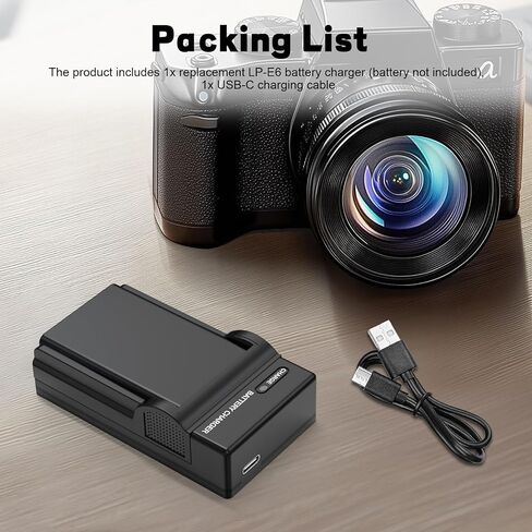 Replacement LP-E6 Battery Charger Charging Compatible with Canon EOS R7, R6, R6 Mark II, R5, R, 90D, 80D, 70D, 60D, 7D, 6D Mark II, 5D Mark IV/III/II, 5DS, 5DS R Digital Camera in Saudi Arabia