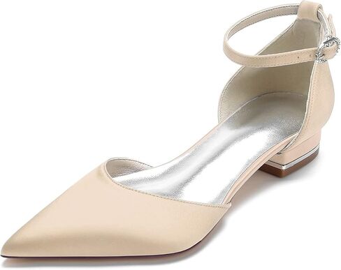 Kitten Heel Womens Wedding Shoes for Bride Ballet Flat Bridesmaid Shoes Ankle Strap Pointed Toe Heeled Sandals Wide Fit Pumps Shoes Office Work Prom Party Flats Shoes in Saudi Arabia