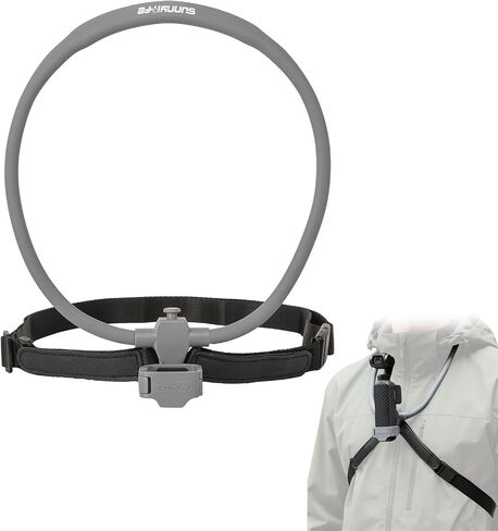 Adjustable Chest Strap Neck Mount for DJI Osmo Pocket 4P/4/3 - Gray | POV Necklace Holder for DJI Pocket 4P Accessories, 180° Flip, Flexible Silicone Body, Hands-Free Recording for Vlog, Cycling in Saudi Arabia