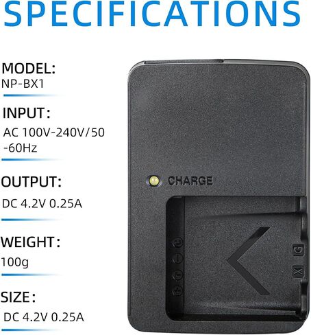 BC-CSX BC-CSXB Quick Battery Charger for NP‑BX1 Battery | Compatible with Sony DSC‑RX100, RX1, HX300, HX50V, WX300, FDR/X, HDR‑AS Cameras in Saudi Arabia