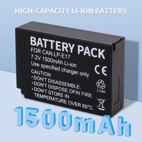 LP-E17 Battery 2-Pack 1500mAh and 3-Slot LCD Charger for Canon EOS R50 R8 R10 RP R100, Rebel T8i T7i T6i T6s SL2 SL3, EOS M3 M5 M6, EOS 77D 200D 250D 750D 760D 800D 8000D Digital Camera in Saudi Arabia