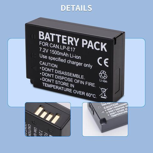 LP-E17 Battery 2-Pack 1500mAh and 3-Slot LCD Charger for Canon EOS R50 R8 R10 RP R100, Rebel T8i T7i T6i T6s SL2 SL3, EOS M3 M5 M6, EOS 77D 200D 250D 750D 760D 800D 8000D Digital Camera in Saudi Arabia