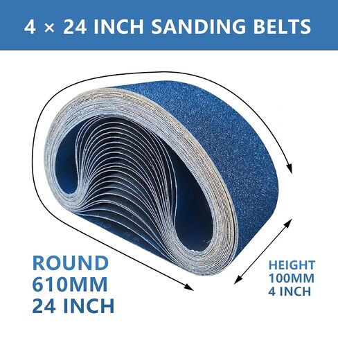 4" x 24" Zirconia Sanding Belts, 15Pcs 3 Each of 80/120/150/240/400 Assorted Grits Belt Sander Paper, Abrasive Sanding Belts for Belt Sander, Metal Polishing, Derusting, Woodworking in Kuwait