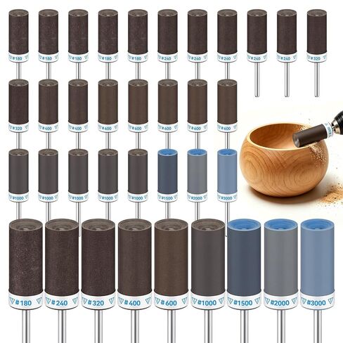 36Pcs Sanding Drums for Dremel, 1/8" Shank 180-3000 Grit – Wood/Metal/Stone | 9 Grits for Progressive Sanding. Removes Rust, Grinds Stone, Polishes Jade and Wood. Fits Most Rotary Tools with 1/8" Shank in Saudi Arabia