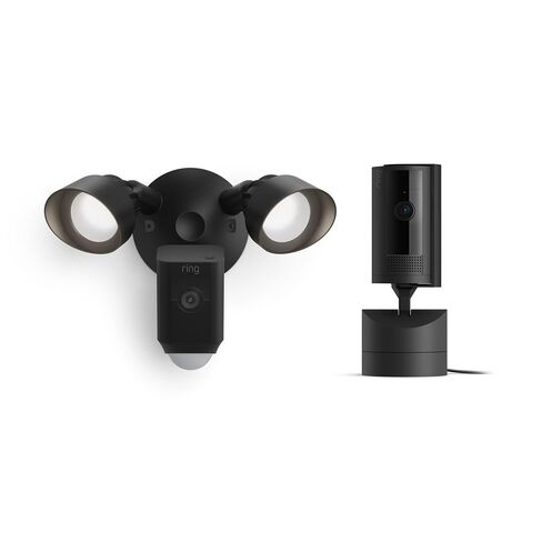 Ring Pan-Tilt Indoor Cam, Black with Ring Floodlight Cam Wired Plus, Black in Saudi Arabia