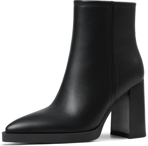 Heel Ankle Boots for Women Platform Pointed Toe | Chunky Block High Heel Short Boots Ankle Booties Side Zipper Heeled Booties Festival Trendy Daily Casual Fashion Dressy Fall in Saudi Arabia