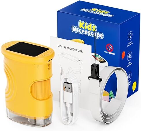 Kids Handheld Digital Microscope 1000x Zoom with LCD Screen | 1080P HD Lens, 2.0-inch IPS Screen, USB Rechargeable, SD Card Storage, Built-in LED Light in Saudi Arabia