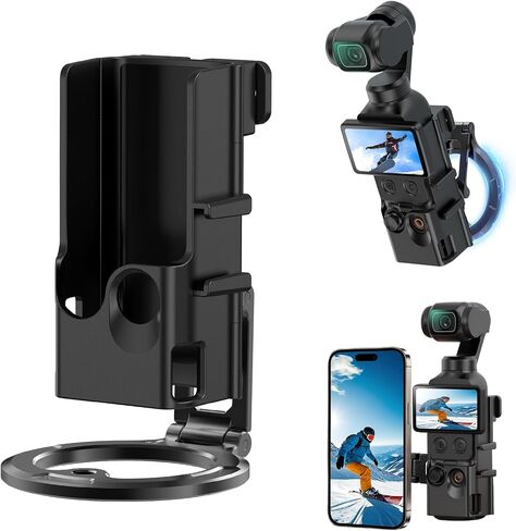 Magnetic Mount Stand for DJI Osmo Pocket 3/4/4P Accessories | Multi-Angle Adjustable Expansion Phone Bracket w 1/4 Hole & Cold Shoe/GoPro Mount, for Vlog Live Stream Outdoor Shooting in Kuwait