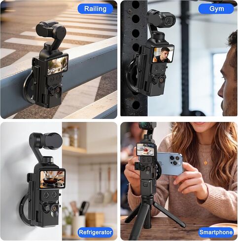 Magnetic Mount Stand for DJI Osmo Pocket 3/4/4P Accessories | Multi-Angle Adjustable Expansion Phone Bracket w 1/4 Hole & Cold Shoe/GoPro Mount, for Vlog Live Stream Outdoor Shooting in Kuwait