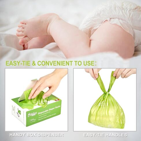 USBOO Disposable Diaper Bags, OXO-Biodegradable, 2 Pack / 600 Count | Multi-Purpose Diaper Sacks with Easy-Tie Handles for Pet Waste, Baby Diapers, Feminine Hygiene & Car Trash Use in Saudi Arabia