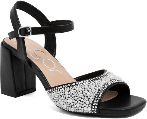 Sugar Womens Platform Block Heel Sandals Ankle Strap Open Toe Vegan Leather Dressy Heels - Vallentia in Saudi Arabia