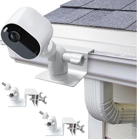 2-Pack Gutter Mount for eufy Security SoloCam S220/C210/S230 & eufyCam S3 Pro/3/3C/2C/2C Pro, No-Drill Weatherproof 360° Adjustable Heavy Duty Mounting Bracket - Premium Aluminum, White in Kuwait