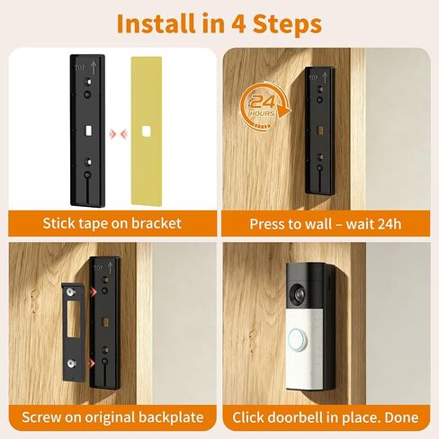 No Drill Doorbell Mount for Ring/Battery Doorbell/Plus/Pro(2026 Model) | Strong Adhesive Mounting Backplate, Sturdy ABS Plastic, Easy Install Accessories Kit, Doorbell Holder for Apartment Door in Saudi Arabia