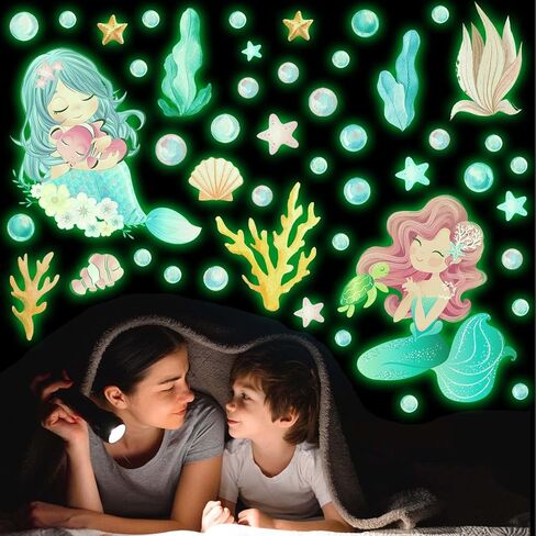 Glowing Cartoon Little Mermaid Stickers | Bedroom Wall Decoration in Kuwait