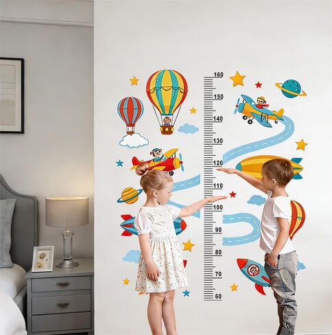 Cartoon Car Height Growth Chart for Kids Removable Measure Wall Ruler for Children Nursery Wall Sticker Baby Bedroom Toddler Living Room Playroom Decal (Engineering Vehicle) in Saudi Arabia