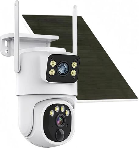 Outdoor 4G LTE Solar Security Camera, Dual Lens, 2304×1296,Full-Color | 7500mAh Battery+Solar Panel, 360° PTZ,Motion Alert,IP65, SIM Included,YIIOT App Data Plan Required in Kuwait
