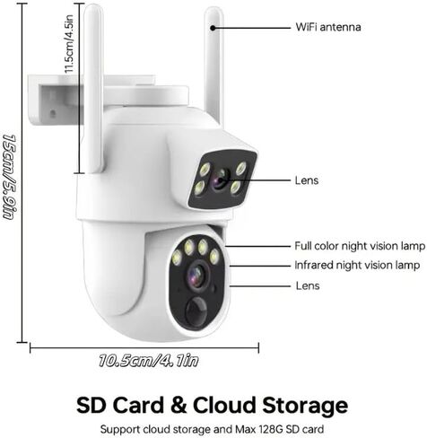 Outdoor 4G LTE Solar Security Camera, Dual Lens, 2304×1296,Full-Color | 7500mAh Battery+Solar Panel, 360° PTZ,Motion Alert,IP65, SIM Included,YIIOT App Data Plan Required in Kuwait