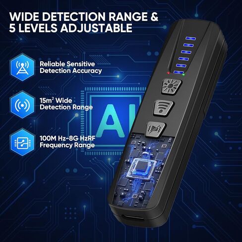 AI Hidden Camera Detector, Anti-Spy Camera Finder RF Signal & WiFi Scanner Hidden Devices Detector for GPS Trackers, 4 Modes for Hotel, Bathroom, Office, Car Travel Security in Saudi Arabia
