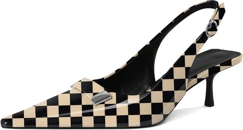 Women's Pointed Toe Slingback Heels Metal Buckle Ankle Strap Kitten Low Heel Pumps 2 Inch Stylish Retro Women Shoes in Saudi Arabia