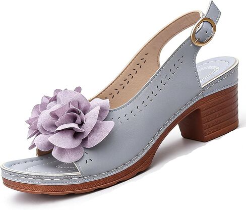 Womens Floral Chunky Heel Sandals Open Toe Flowers Ankle Strap Block High Sandals Summer Dressy Platform Wedge Sandal for Party Dress Wedding Dance in Saudi Arabia