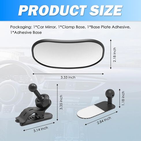 Dual-Purpose Baby Car Mirror with Clip-On & Adhesive Installation | Anti-Glare Car Seat Mirror for Baby Rear Facing,Unobstruct View,360° Adjustable,Universal Fit Sun Visors & Rearview Mirrors in Kuwait
