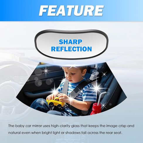 Dual-Purpose Baby Car Mirror with Clip-On & Adhesive Installation | Anti-Glare Car Seat Mirror for Baby Rear Facing,Unobstruct View,360° Adjustable,Universal Fit Sun Visors & Rearview Mirrors in Kuwait