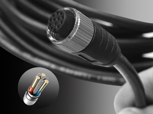 M12 12 Pin Connector Cable Male to Female A-Code IP67 Waterproof Industrial Extension Wire 30V 1.5A for Sensors Actuators Cameras Barcode Reader Industrial Ethernet Fieldbus in Saudi Arabia