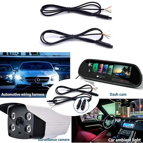 2 Pack Dash Cam Bare Wire Cable with 4 Pin Male and Female Plug Open End Rear View Camera Extension Cord Backup Camera Cables for Dul Dash Cam Front and Rear Camera Car Stereo Head Unit in Saudi Arabia