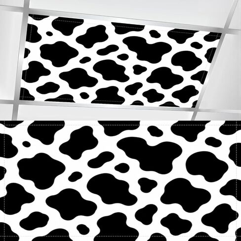 4 Pcs Fluorescent Light Covers for Ceiling Lights cow print design Magnetic Light Filters Decorative for Classroom Office Hospital Home 4x2 Ft in Kuwait