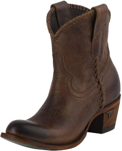 Lane Womens Plain Jane Braided Round Toe Bootie Casual Boots Ankle Low Heel 1-2" - Brown in Saudi Arabia