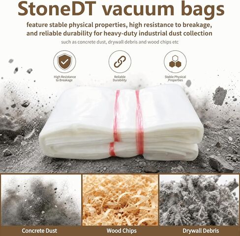 4 Pack 72Ft Heavy-Duty Industrial Vacuum Bags, 5.5mil Thickness 3-Ply PE | Continuous Dust Collector Bags for Concrete Grinding & Sawing, Fits Most Dust Extractors, Includes Zip Ties in Saudi Arabia