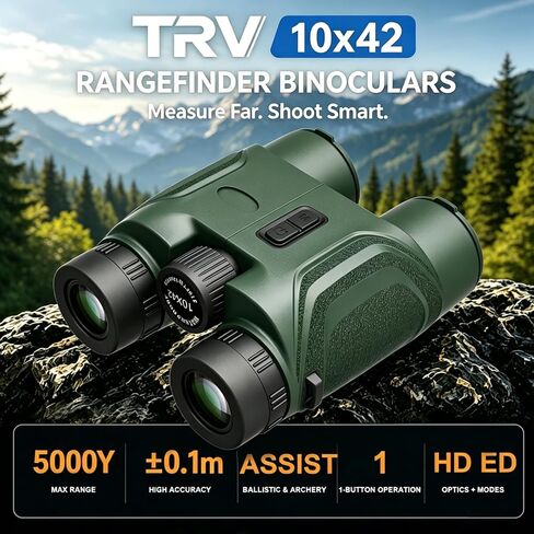 TRV 10x42 Rangefinder Binoculars for Hunting, 5000Y ED Waterproof | Built for Deer, Elk And Bow Hunting, Wildlife Observation, Scouting, Hiking And Rugged Outdoor Adventures. in Saudi Arabia