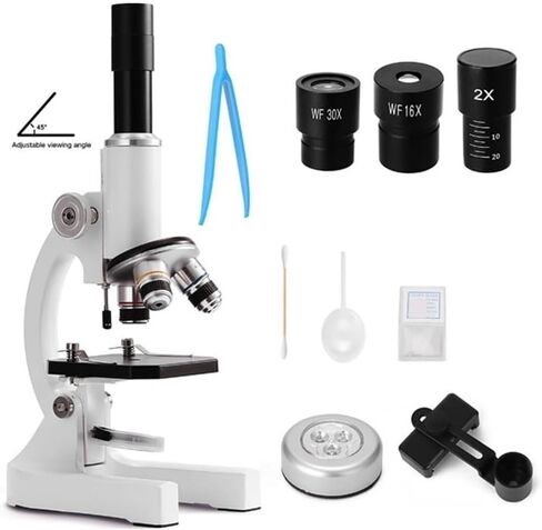 Microscope, Microscope 64X-2400X Monocular Light Elementary School Students Science Experiment Biology Education for Children Adults Beginner Learning and Experiments,for Homeschool Lab in Kuwait