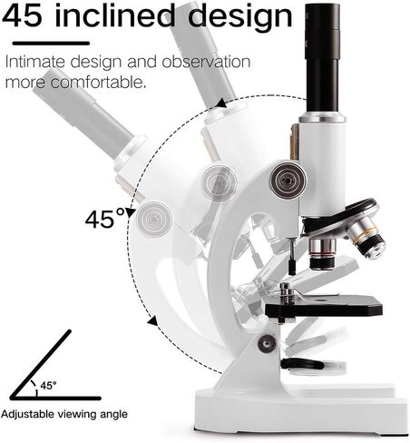 Microscope, Microscope 64X-2400X Monocular Light Elementary School Students Science Experiment Biology Education for Children Adults Beginner Learning and Experiments,for Homeschool Lab in Kuwait