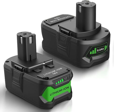 Upgraded 2 Pack 6.0Ah Replacement Batteries Compatible with 18v Battery | Lithium Ion Battery for P108 P104 P105 P102 P103 P122 P109 ONE+ System Cordless Power Tools & Charger in Kuwait