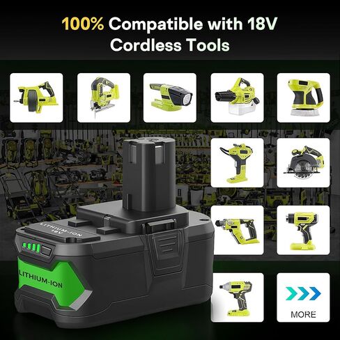 Upgraded 2 Pack 6.0Ah Replacement Batteries Compatible with 18v Battery | Lithium Ion Battery for P108 P104 P105 P102 P103 P122 P109 ONE+ System Cordless Power Tools & Charger in Kuwait