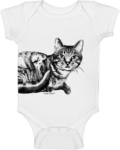 Indigo Legend Cat Baby Bodysuit – Artist-Designed Print, Hand Screen-Printed in the USA, Limited Edition Small-Batch in Saudi Arabia