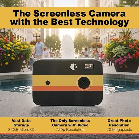 20MP Retro Digital Camera – Screen-Free Point-and-Shoot, Distraction-Free Photography, Simple Film-Style Camera, Retro Blue Design, USB-C Rechargeable, 32GB microSD in Kuwait
