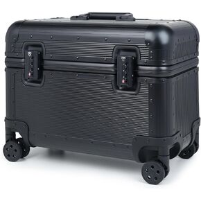 Full Aluminum Carry-On Suitcase, Pilot Case, Black | 18" Hard Shell Zipperless Luggage, Dual TSA Locks, Removable Double Spinner Wheels, 3-Stage Telescopic Handle in Kuwait