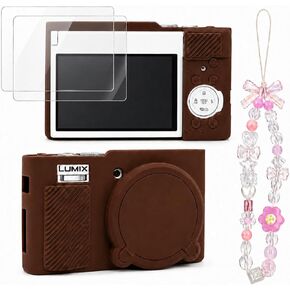 Case for Panasonic LUMIX ZS99/TZ99 with 2-Pack Screen Protector | Removable Lens Cap Silicone Cover with Cute Charm Wrist Strap for Lumix DC-ZS99/TZ99 Case Accessories in Saudi Arabia