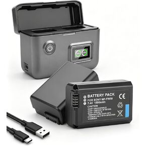 2Pack NP-FW50 Battery, Dual-Slot LCD Charger for Sony Alpha A6000 A6100 in Saudi Arabia
