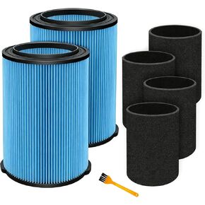 VF5000 Filter Replacement for Ridgid Shop Vac 5-20 Gallon Wet Dry Vacuum | for Husky 6-9 Gallon Vacuum, 2 Pack Fine Duster Filters + 4 Pack Foam Sleeve + 1 Cleaning Brush, 72948 in Saudi Arabia