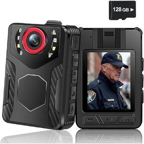 Body Camera with Audio and Video Recording: 1080P FHD Body Cam with Night Vision Video Recorder, 10HR Battery, 2.0" Screen, 128GB Wearable Bodycam for Law Enforcement, Security, and Outdoor Work in Kuwait